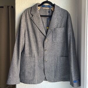 Polo Ralph Lauren Mens Modern Fit Wool Blazer 42R Sport Coat Grey Herringbone